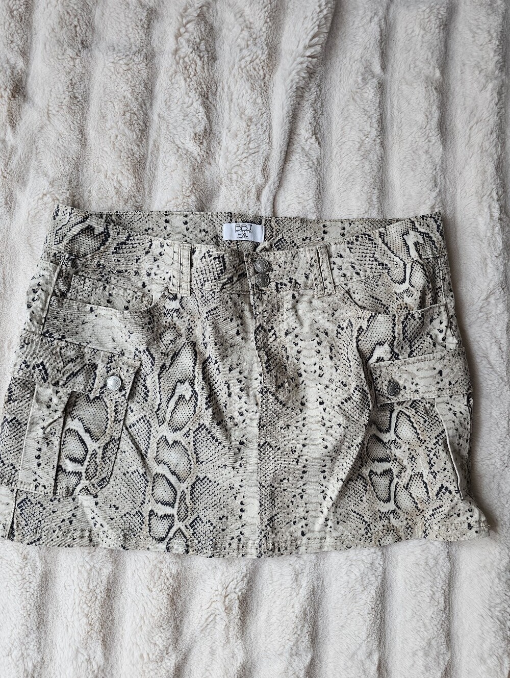 Snake Print Mini Skirt - Neutral